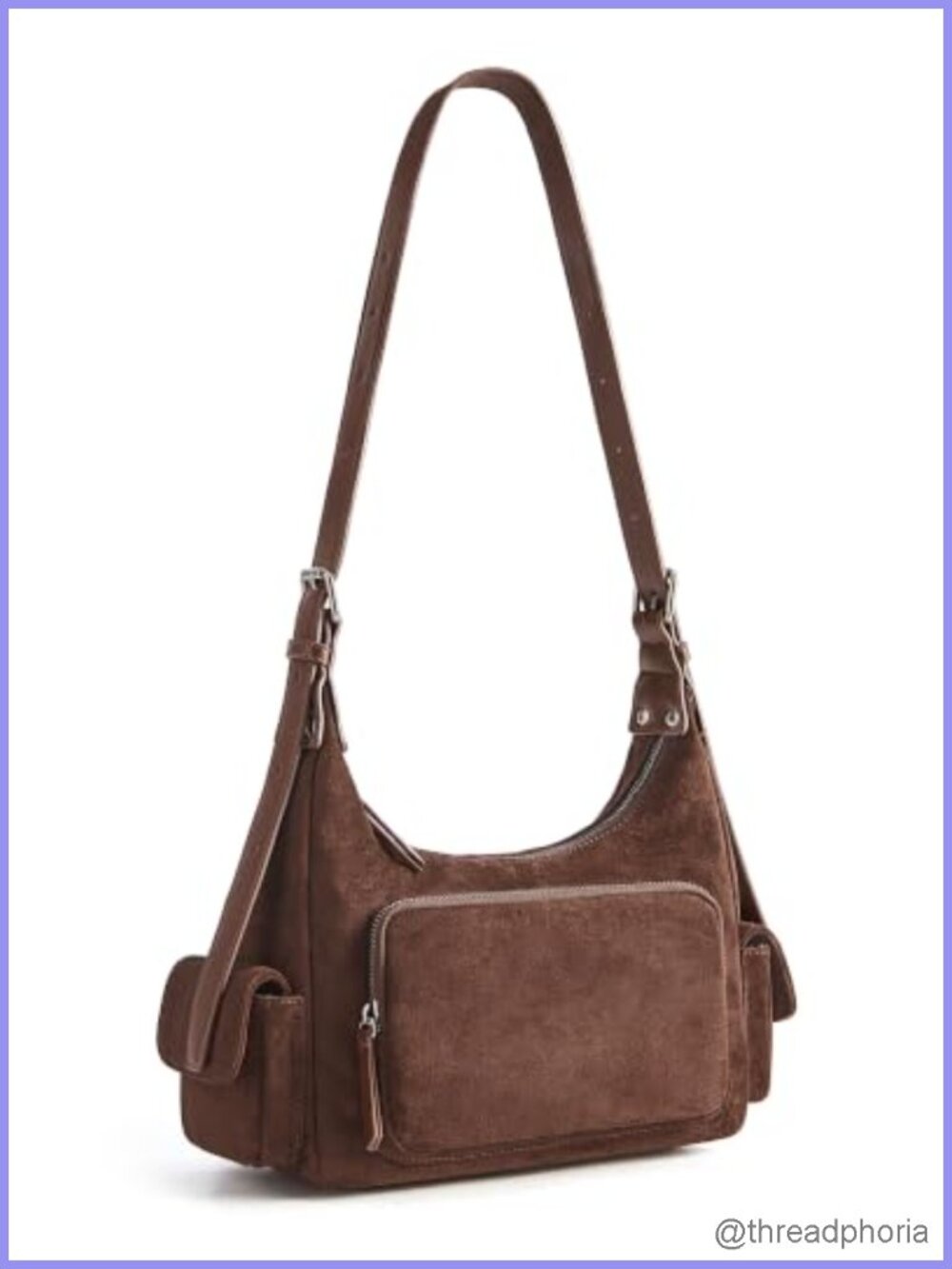Suede Hobo Bag for Women, Travel Purse Shoulder Handbag, Eco-Conscious Faux